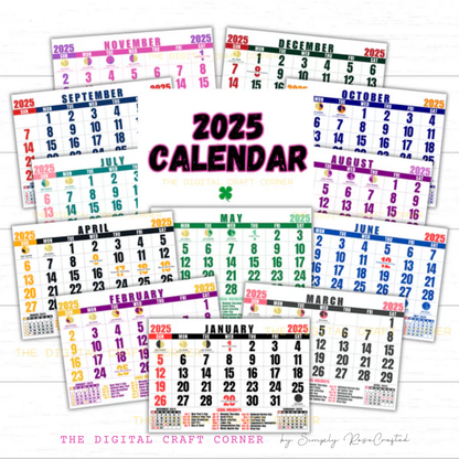 2025 Calendar Templates Bundle  - Landscape format