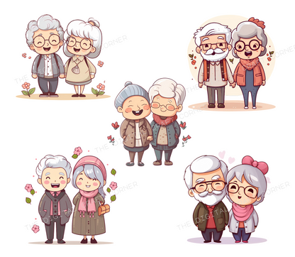 Cute Old Couple Clip Art