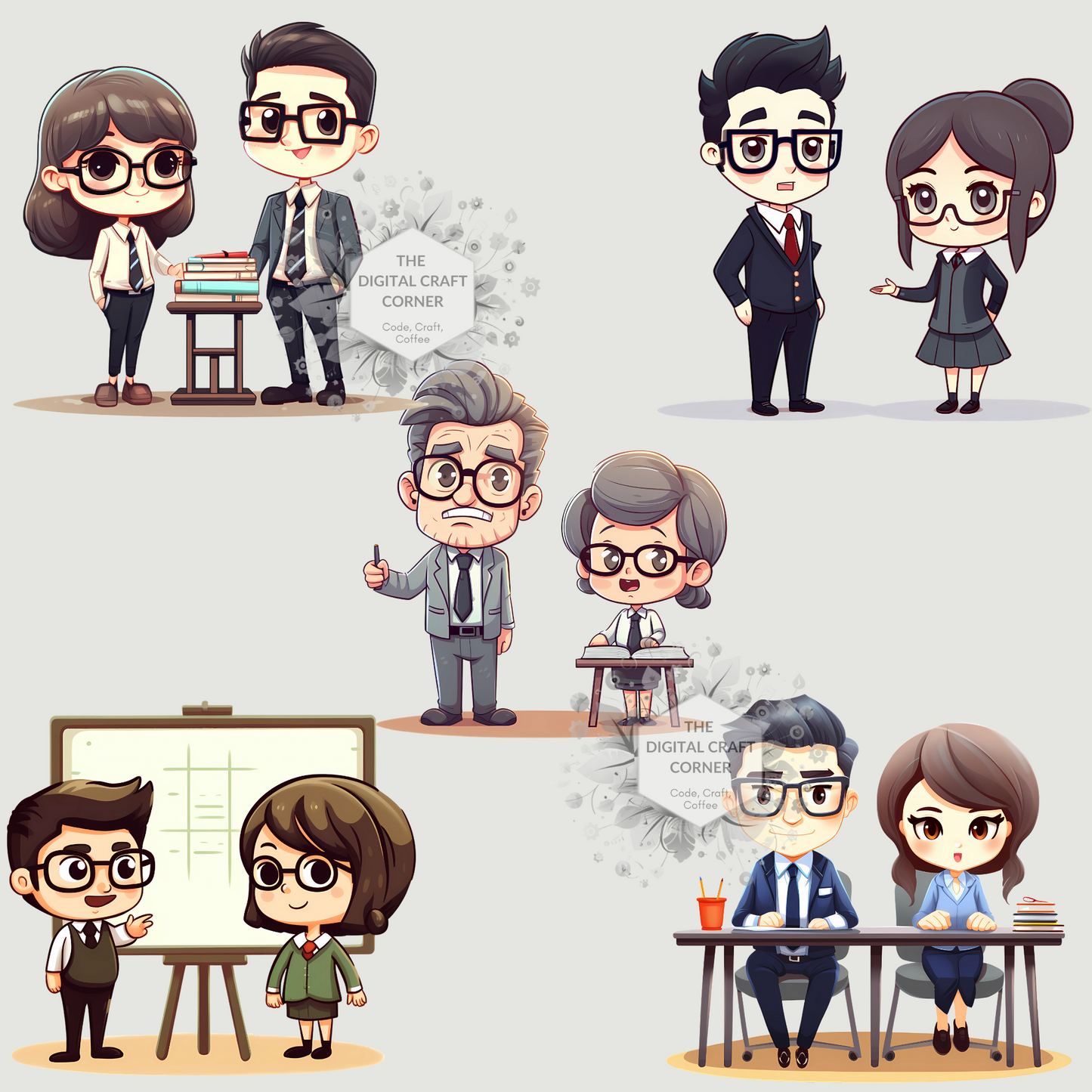 Chibi Teachers Clipart (Girls and Boys - Together)