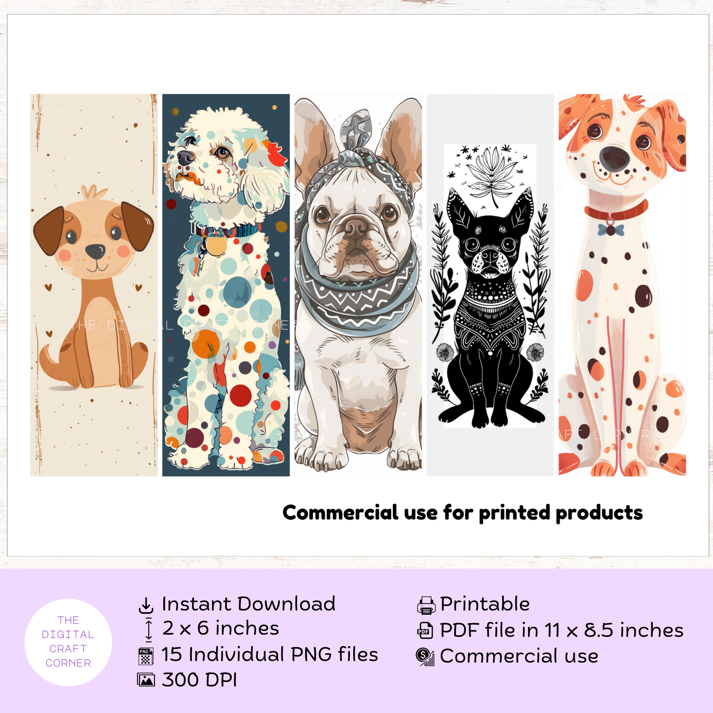 Boho Dog Bookmarks