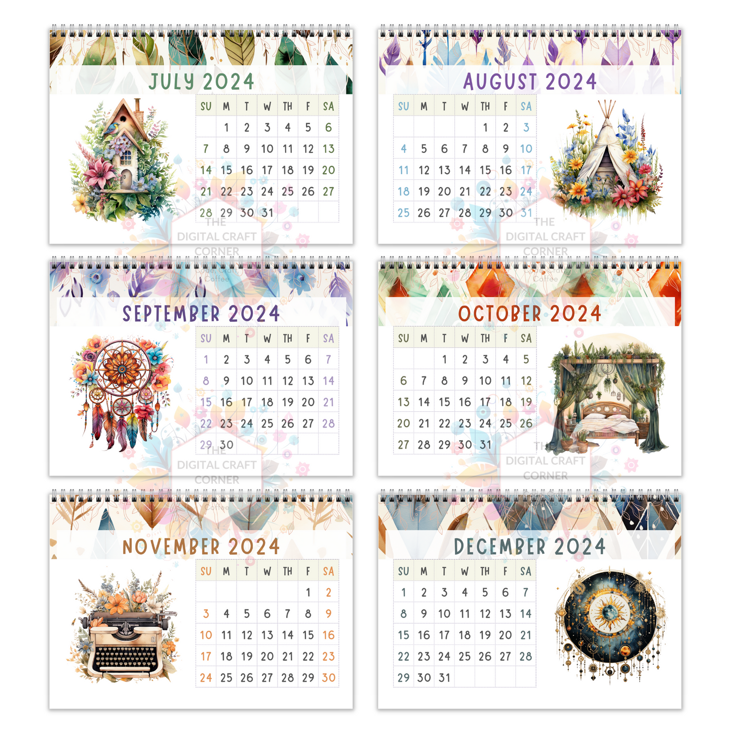 2024 & 2025 Calendar - Boho Patterns