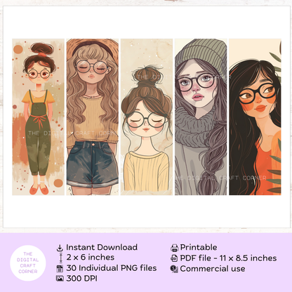 Bookmarks - Girl with Eyeglasses