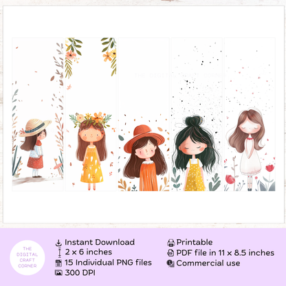 Little Boho Girl Bookmarks