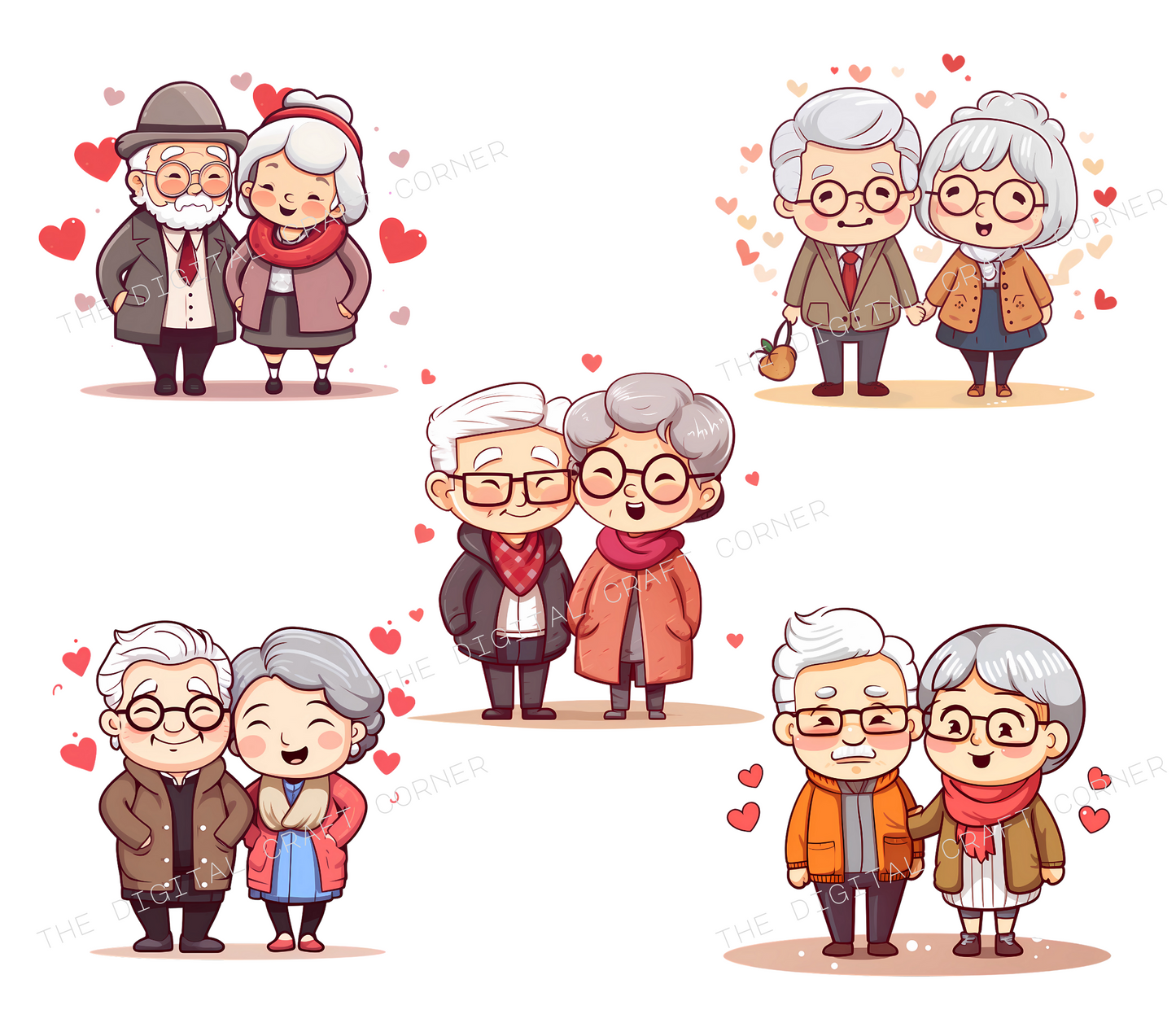 Cute Old Couple Clip Art