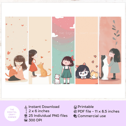 Bookmarks - A Girl and a Cat