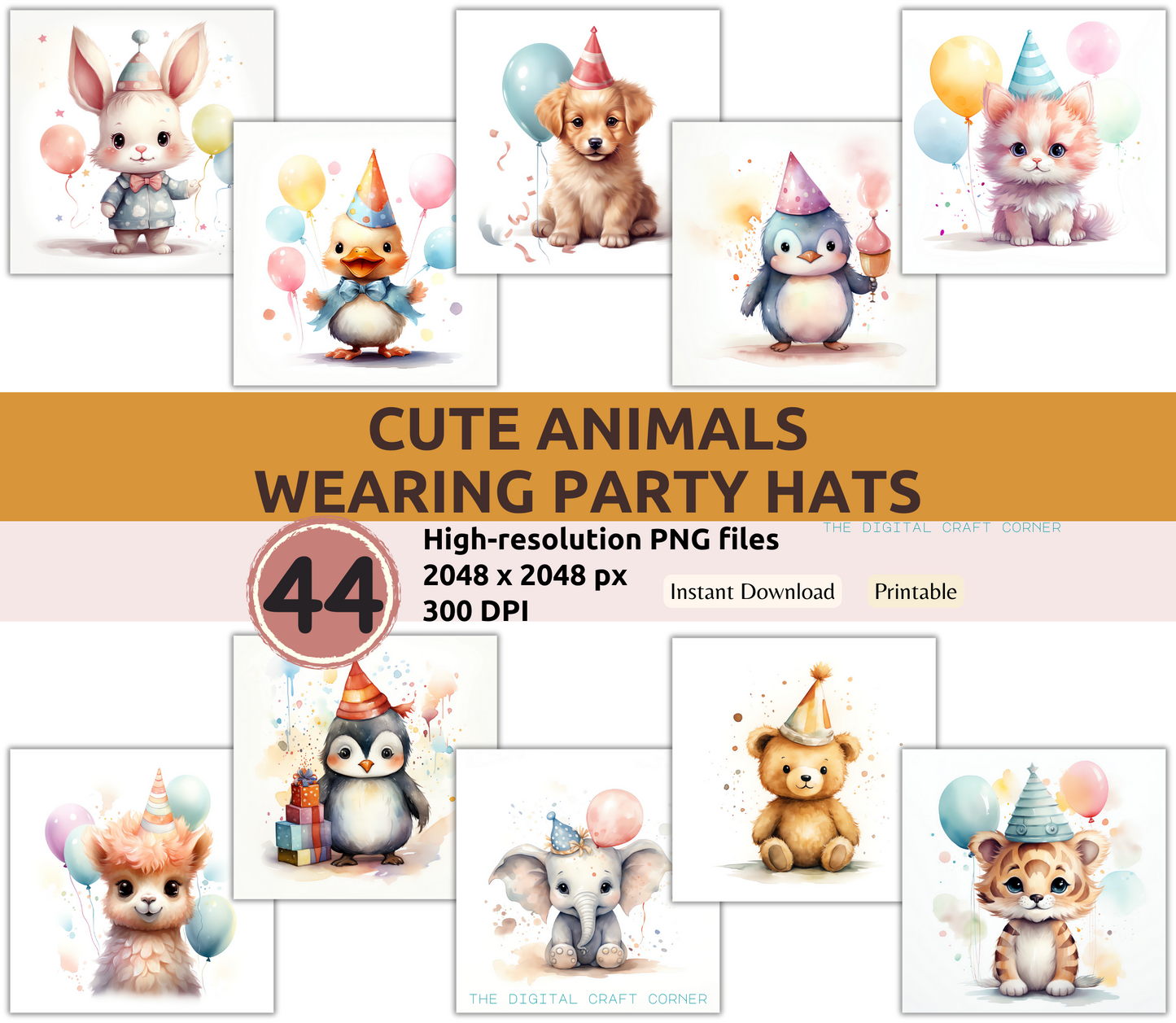 Cute Animals Wearing Party Hats