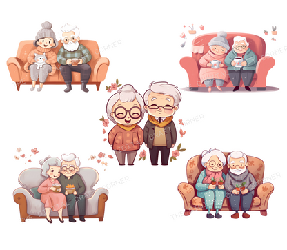 Cute Old Couple Clip Art