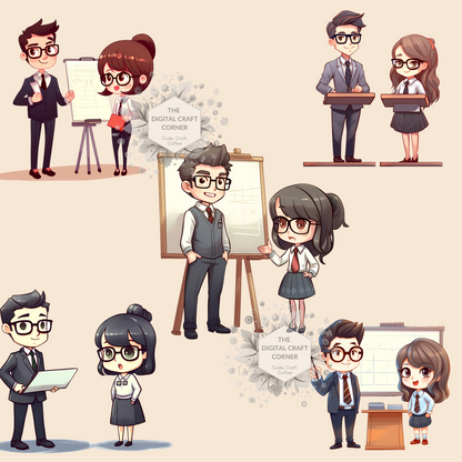 Chibi Teachers Clipart (Girls and Boys - Together)