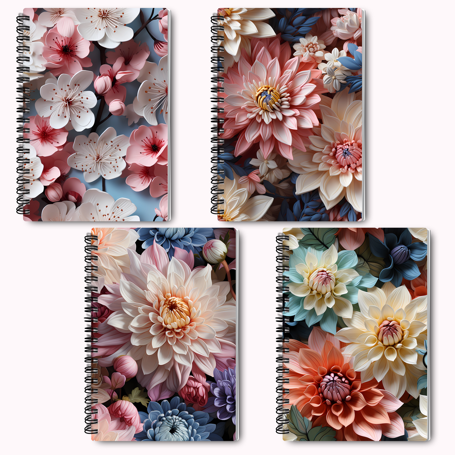 3D Flowers in Pastel Colors - Seamless Patterns