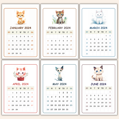 2024 Calendar - Cute Cats