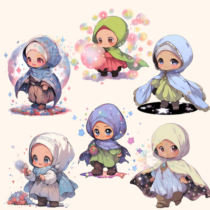 Chibi Girl Wearing a Hijab - Anime Style