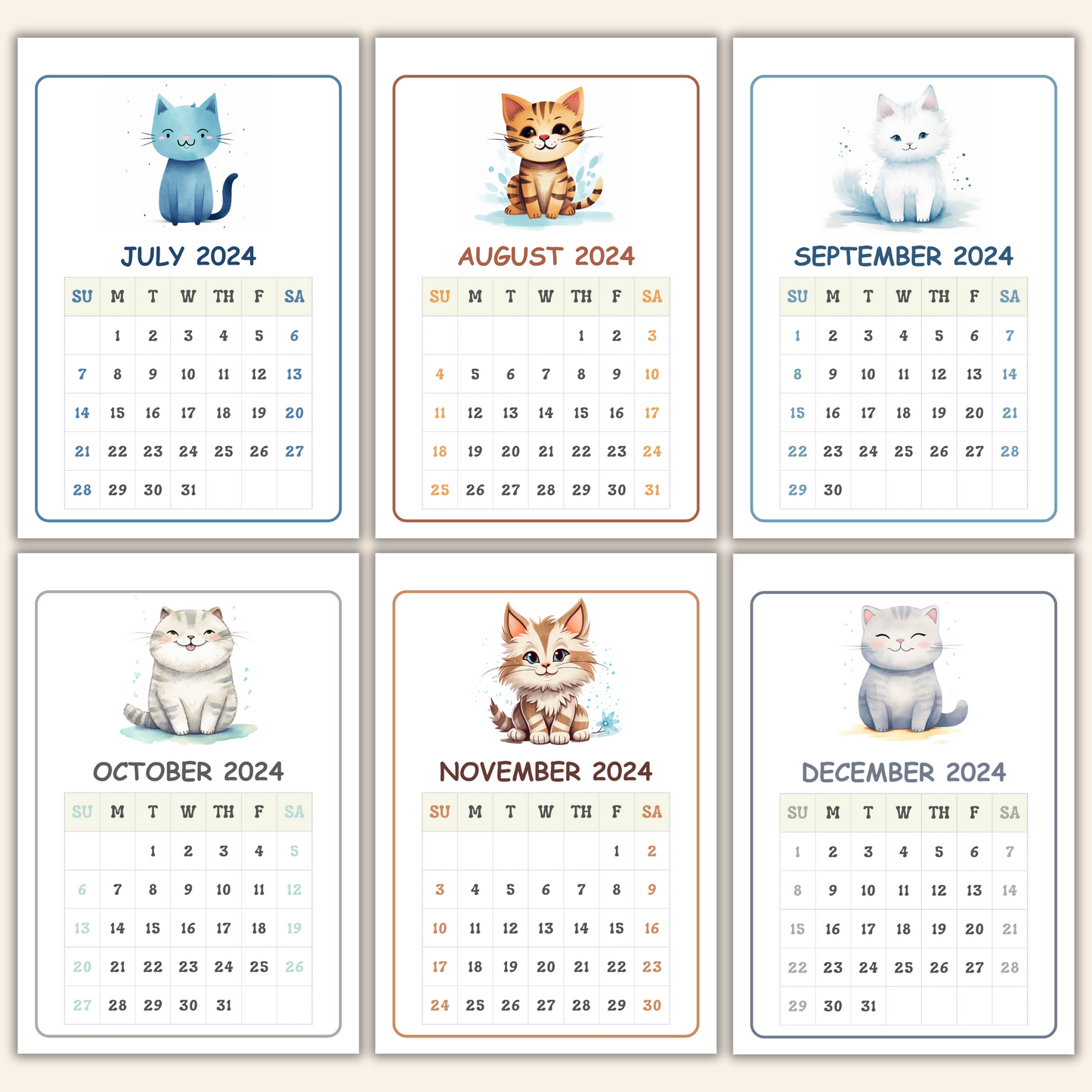 2024 Calendar - Cute Cats