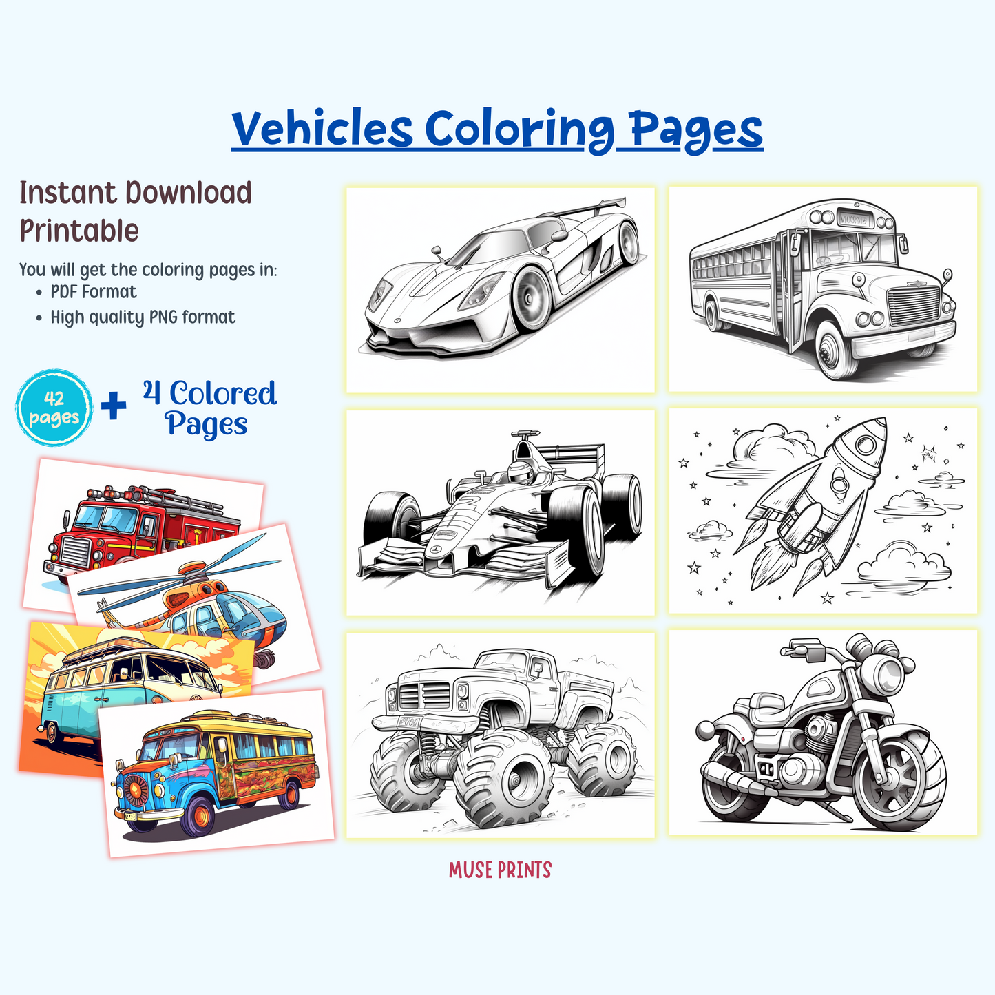 Vehicles Coloring Pages