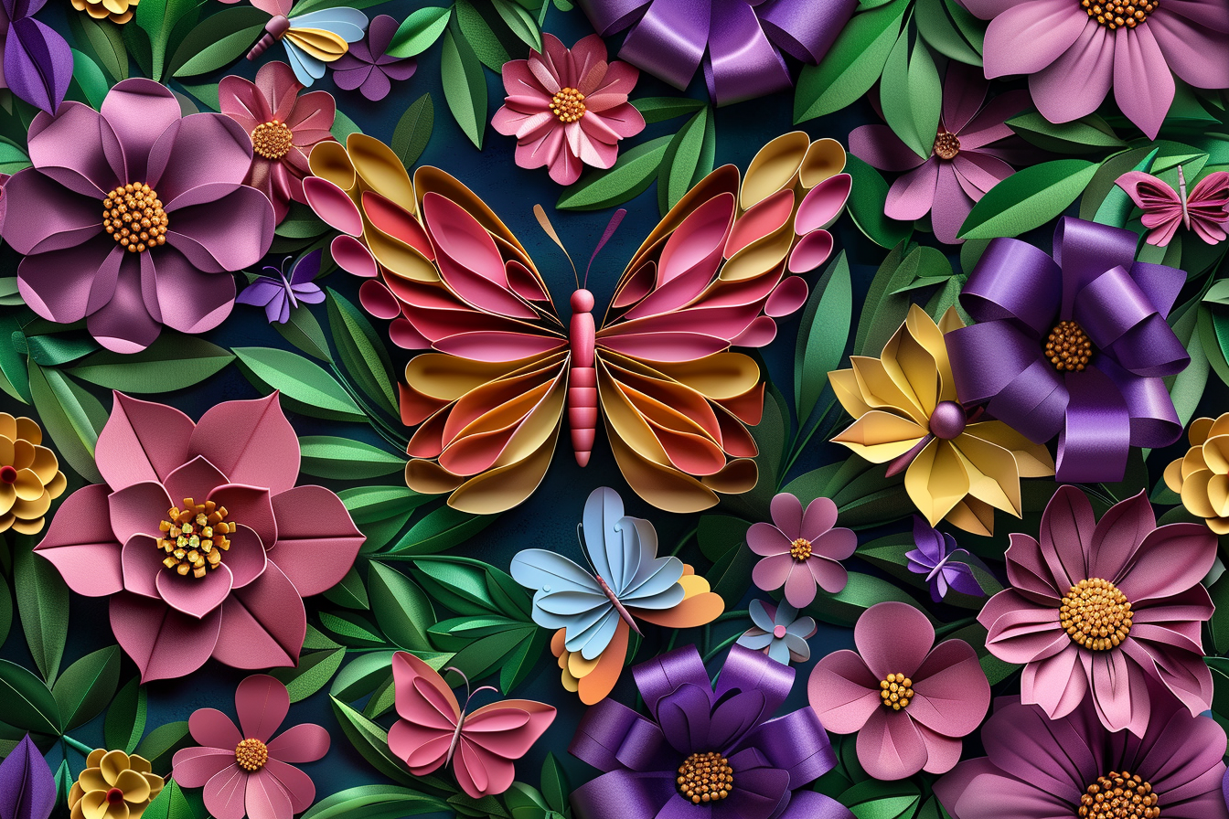 Quilled Paper Art: Butterfly and Flowers