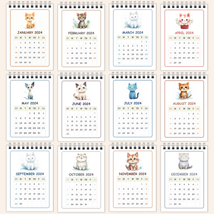 2024 Calendar - Cute Cats