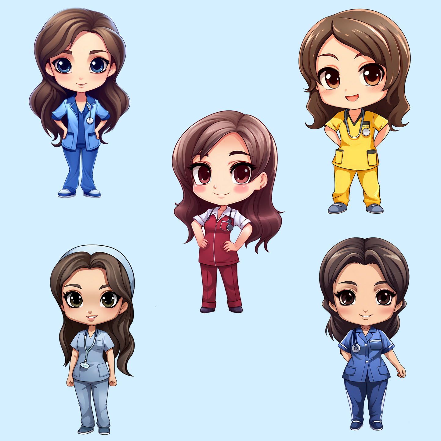 Chibi Nurses Clipart (Girls and Boys)