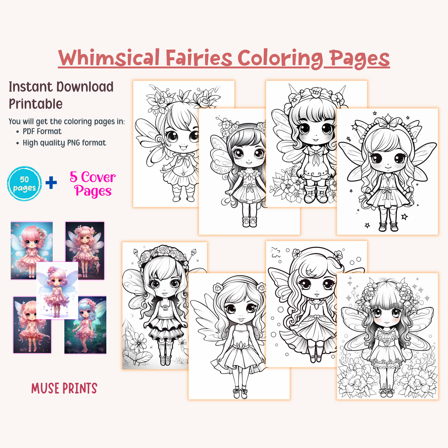 Whimsical Fairies Coloring Pages