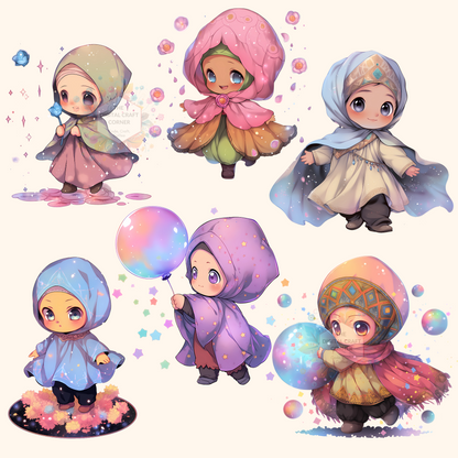 Chibi Girl Wearing a Hijab - Anime Style