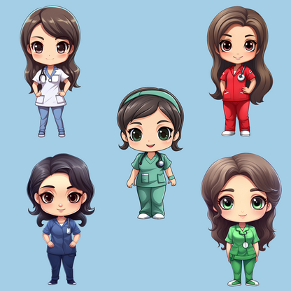 Chibi Nurses Clipart (Girls and Boys)