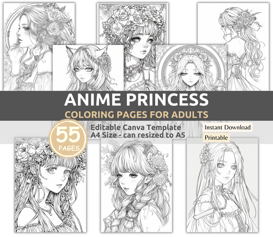 Anime Princess Coloring Pages for Adults