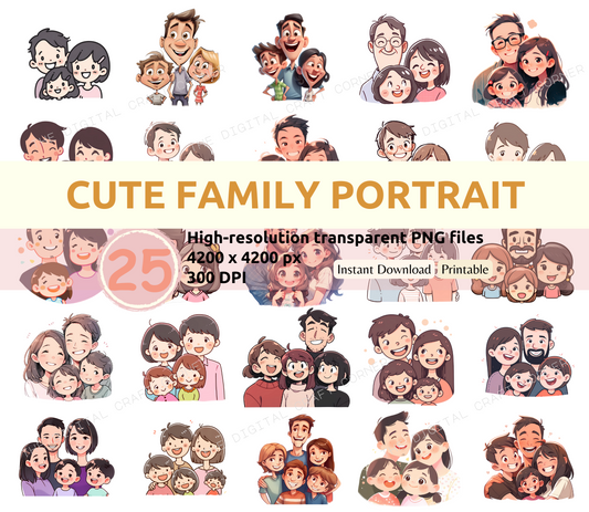 Cute Family Portrait Clipart