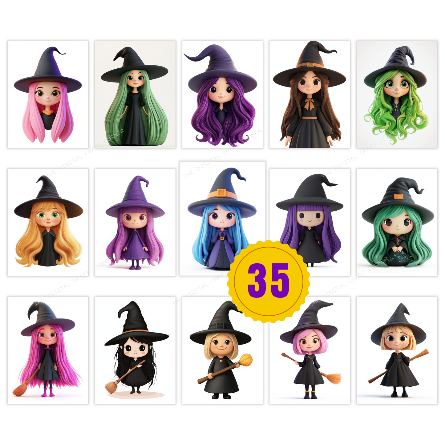 Cute 3D Witches