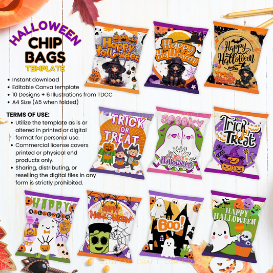 Halloween Chip Bags Template