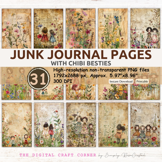 Junk Journal Pages with Chibi Besties