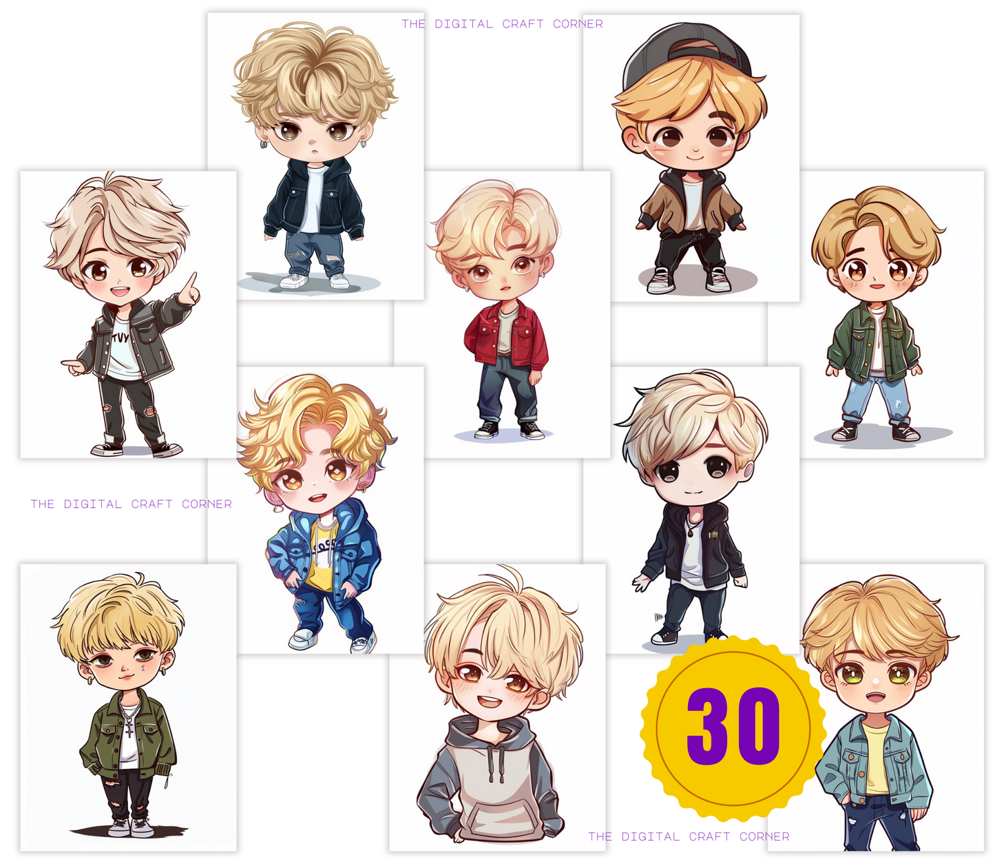 K-Pop Chibi Boys - Blonde Hair