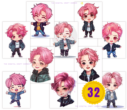 K-Pop Chibi Boys - Pink Hair