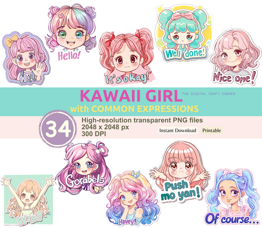 Kawaii Girl with Common Expressions