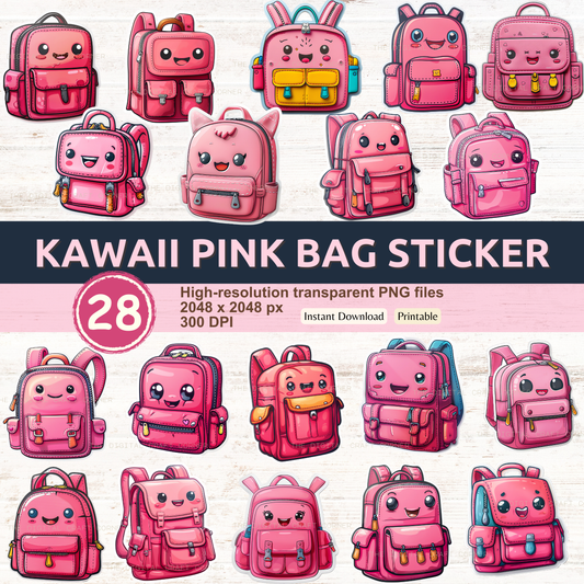 Kawaii Pink Bag Sticker