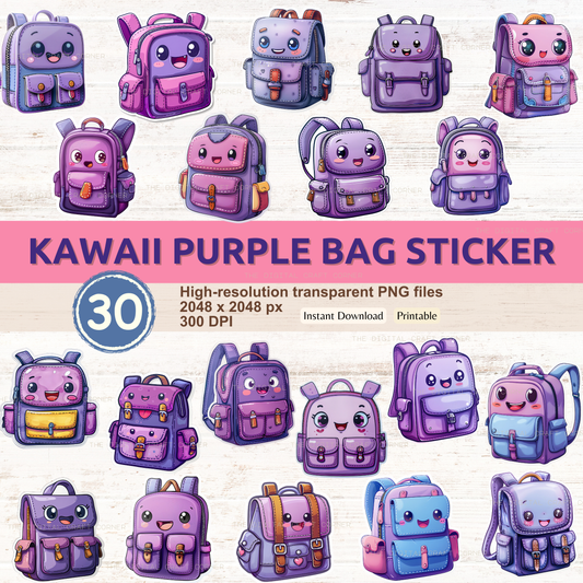 Kawaii Purple Bag Sticker