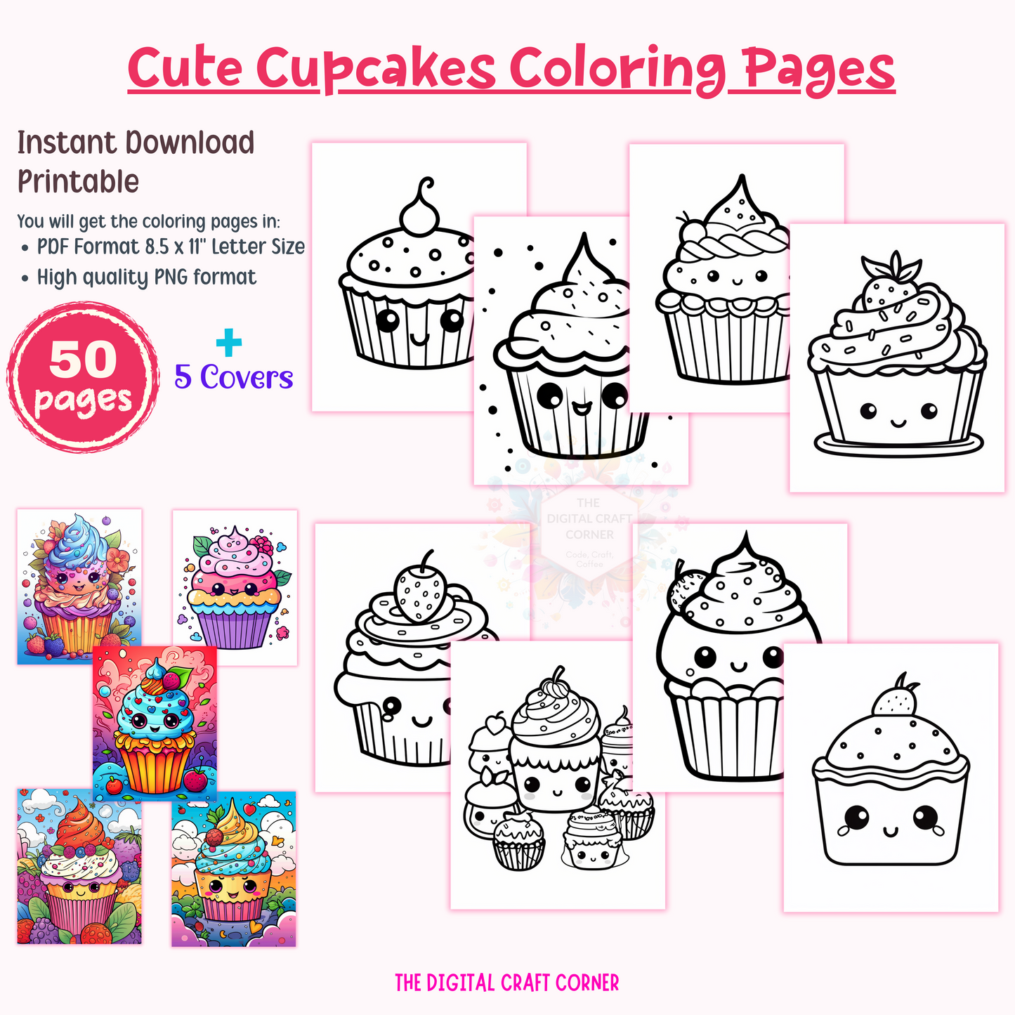 Cute Cupcakes Coloring Pages