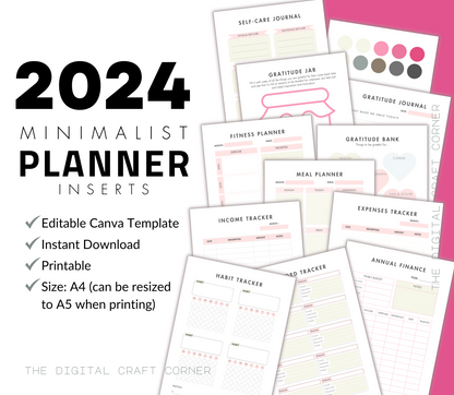 2024 Minimalist Pink Planner