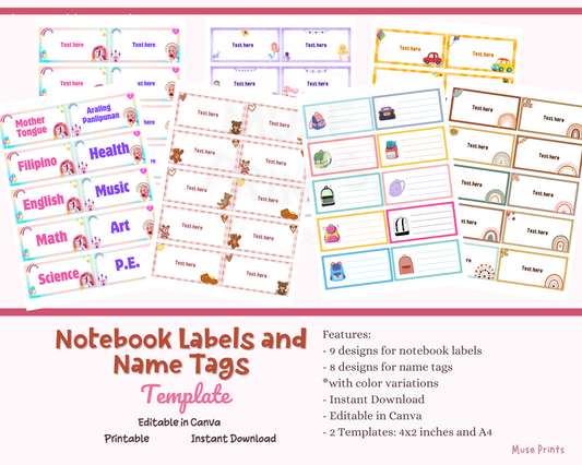 Notebook Label and Name Tags