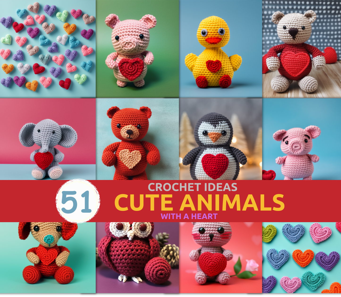 Crochet Ideas - Cute Animals with a Heart