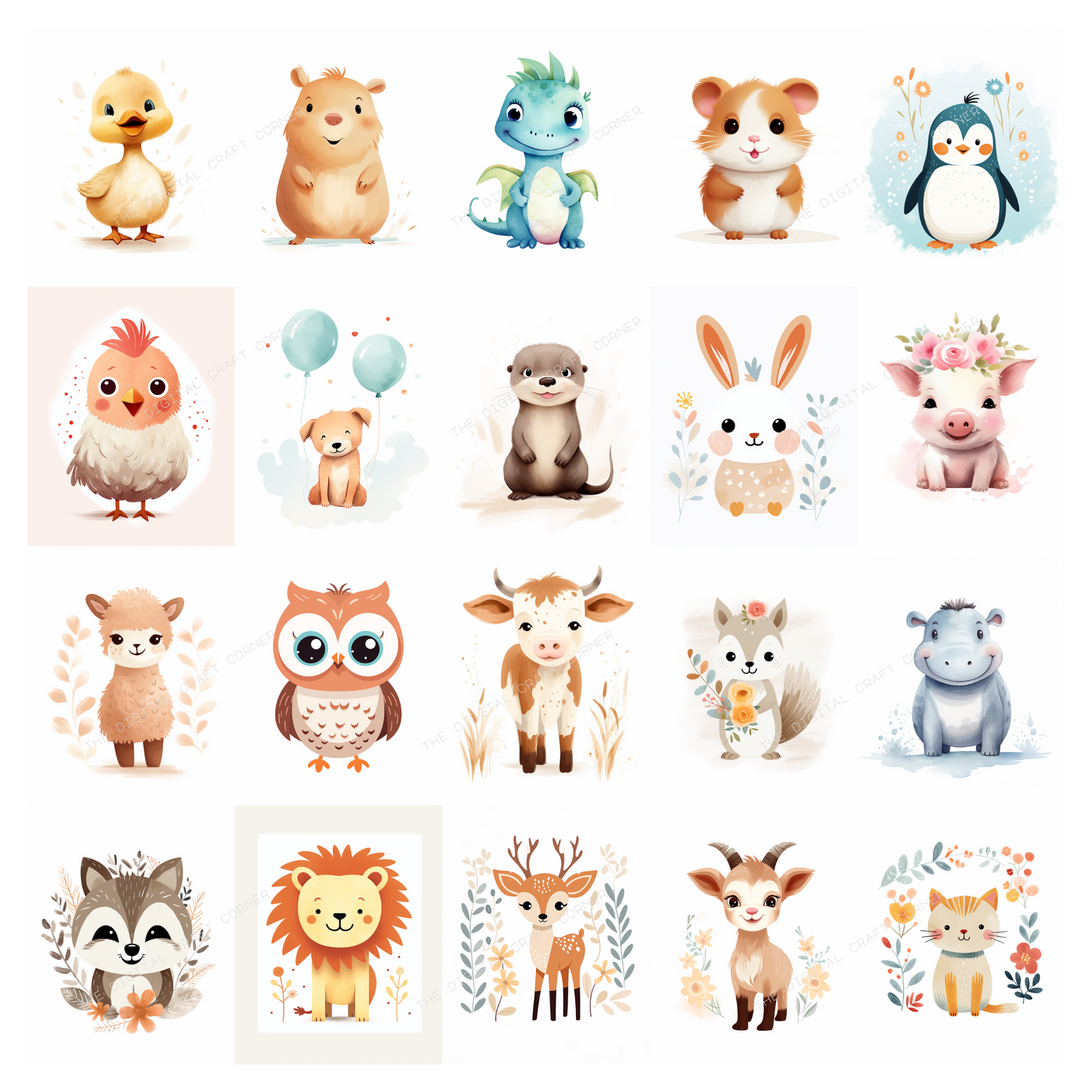 Watercolor Boho Animals - GD