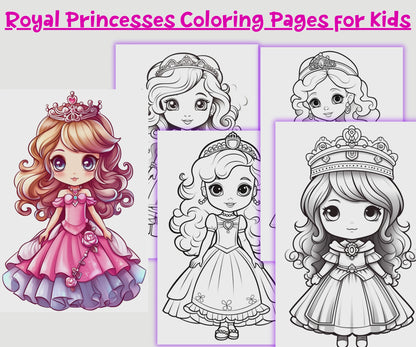 Royal Princesses Coloring Pages for Kids